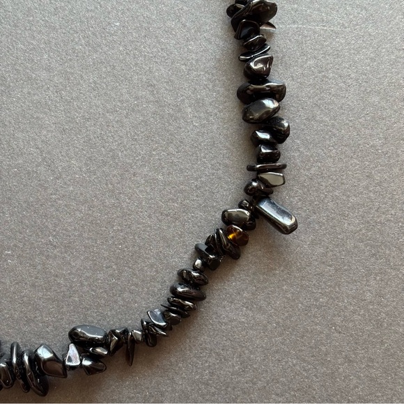 Black Onyx Chip Stone Necklace | 17 IN - Picture 4 of 7
